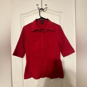 Red button down blouse